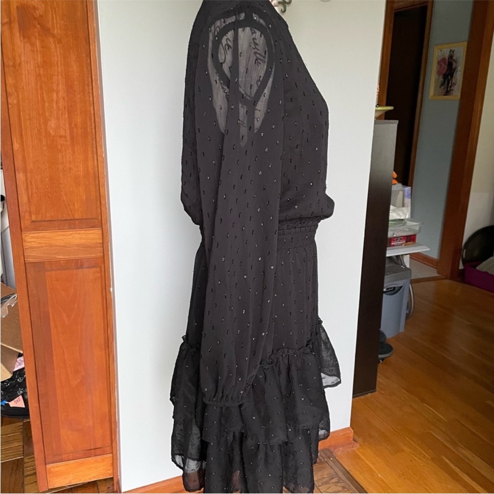 Express Smocked Waist Tiered Dress, Black, Size M - Picture 7 of 11